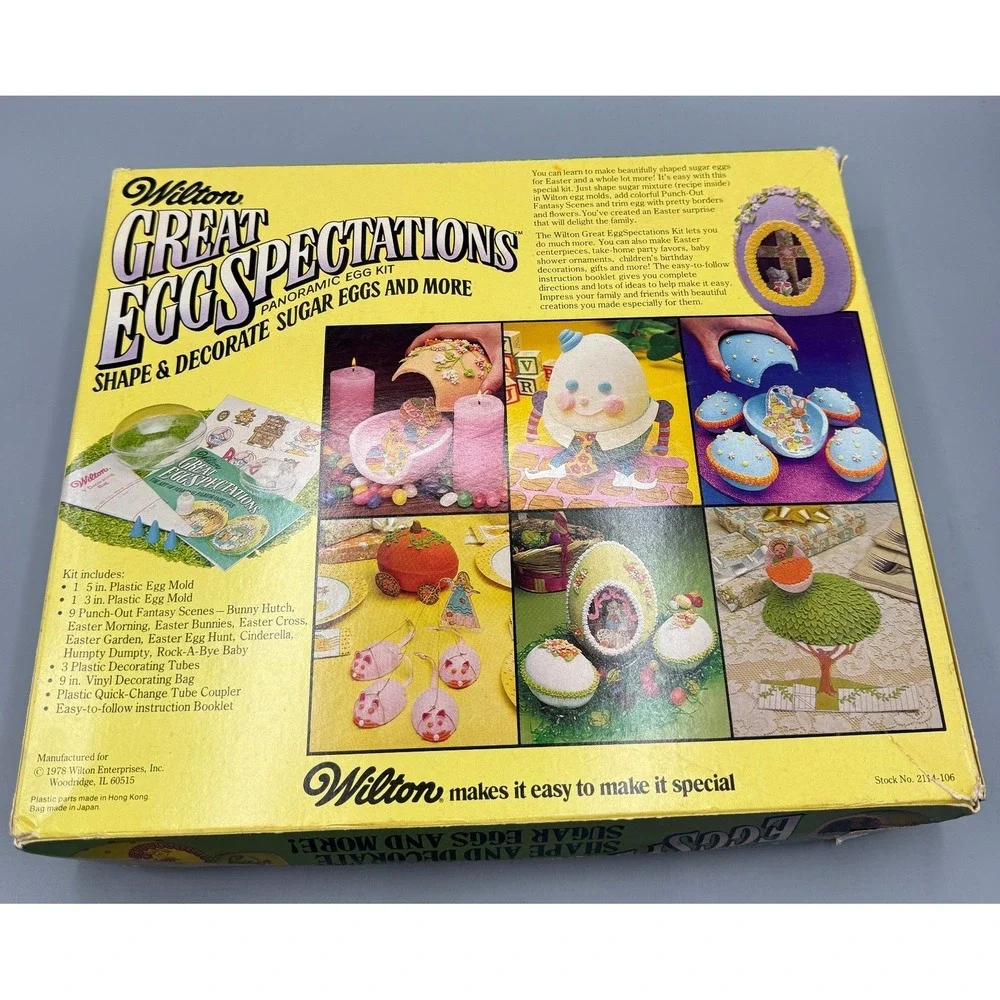 Vintage 1978 Wilton Great Eggspectations Panoramic Sugar Egg Decorating Kit 2114